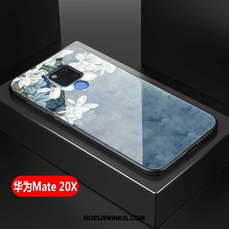 Huawei Mate 20 X Hoesje All Inclusive Mode Gehard Glas, Huawei Mate 20 X Hoesje Anti-fall Eenvoudige