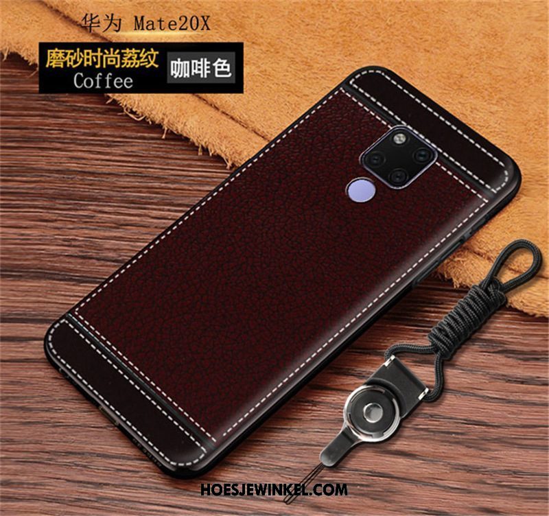 Huawei Mate 20 X Hoesje Hanger Mobiele Telefoon Zacht, Huawei Mate 20 X Hoesje Patroon Rood