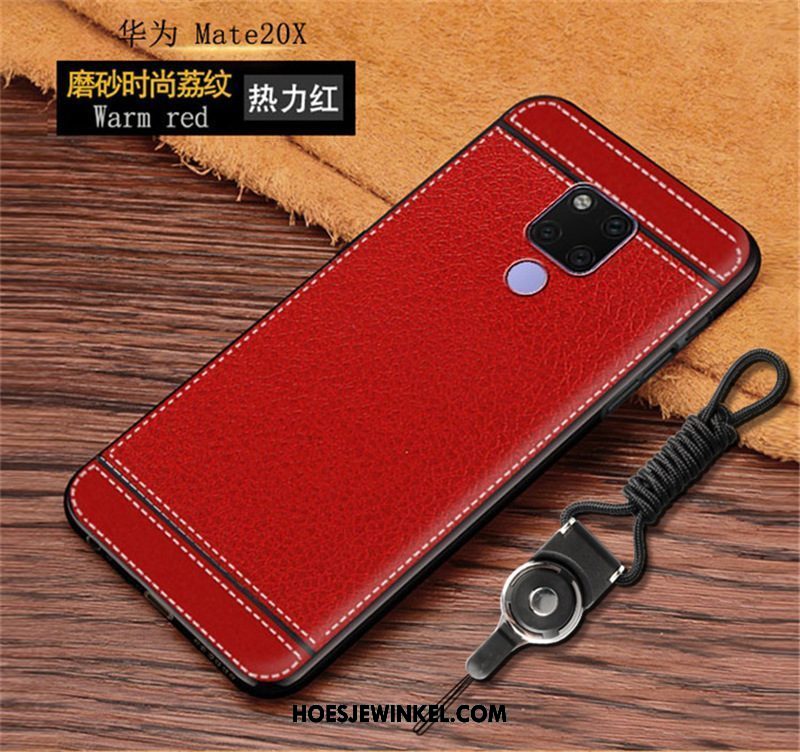 Huawei Mate 20 X Hoesje Hanger Mobiele Telefoon Zacht, Huawei Mate 20 X Hoesje Patroon Rood