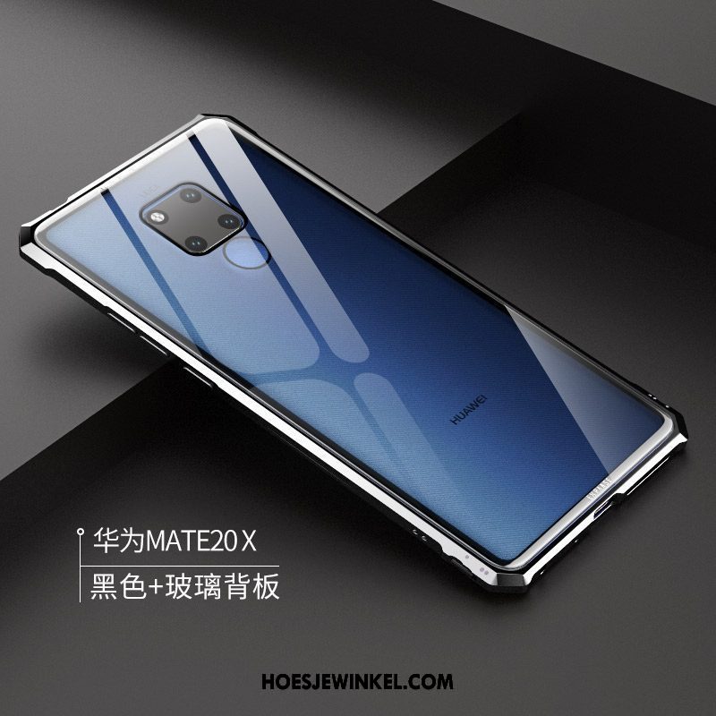 Huawei Mate 20 X Hoesje Metaal Anti-fall Tempereren, Huawei Mate 20 X Hoesje Hard Glas