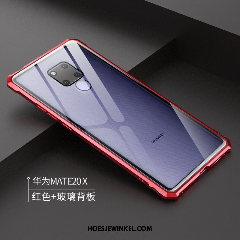 Huawei Mate 20 X Hoesje Metaal Anti-fall Tempereren, Huawei Mate 20 X Hoesje Hard Glas