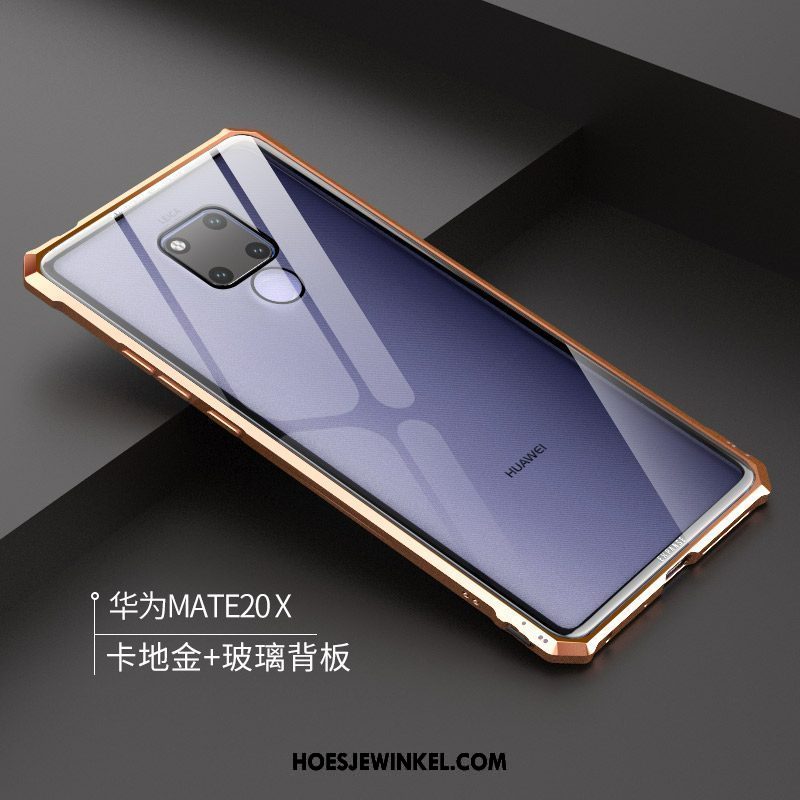 Huawei Mate 20 X Hoesje Metaal Anti-fall Tempereren, Huawei Mate 20 X Hoesje Hard Glas