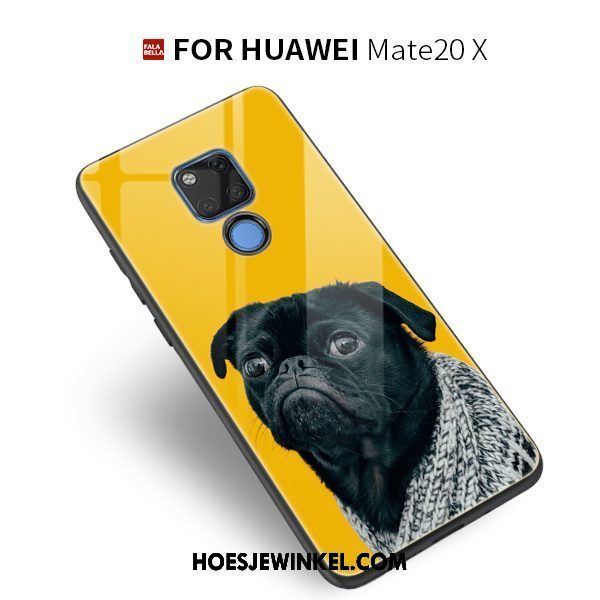 Huawei Mate 20 X Hoesje Persoonlijk Trendy Merk Geel, Huawei Mate 20 X Hoesje Nieuw Glas