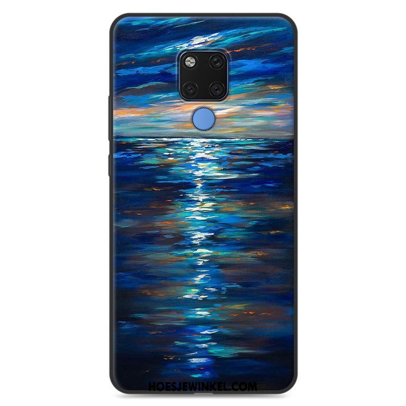 Huawei Mate 20 X Hoesje Spotprent Zacht Mobiele Telefoon, Huawei Mate 20 X Hoesje Bescherming Donkerblauw