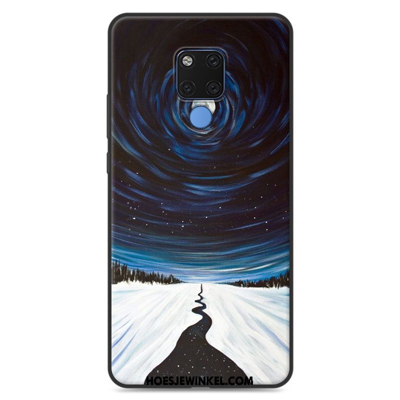 Huawei Mate 20 X Hoesje Spotprent Zacht Mobiele Telefoon, Huawei Mate 20 X Hoesje Bescherming Donkerblauw