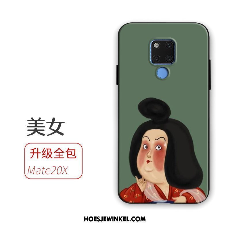 Huawei Mate 20 X Hoesje Zacht Spotprent Geel, Huawei Mate 20 X Hoesje Hoes Mobiele Telefoon