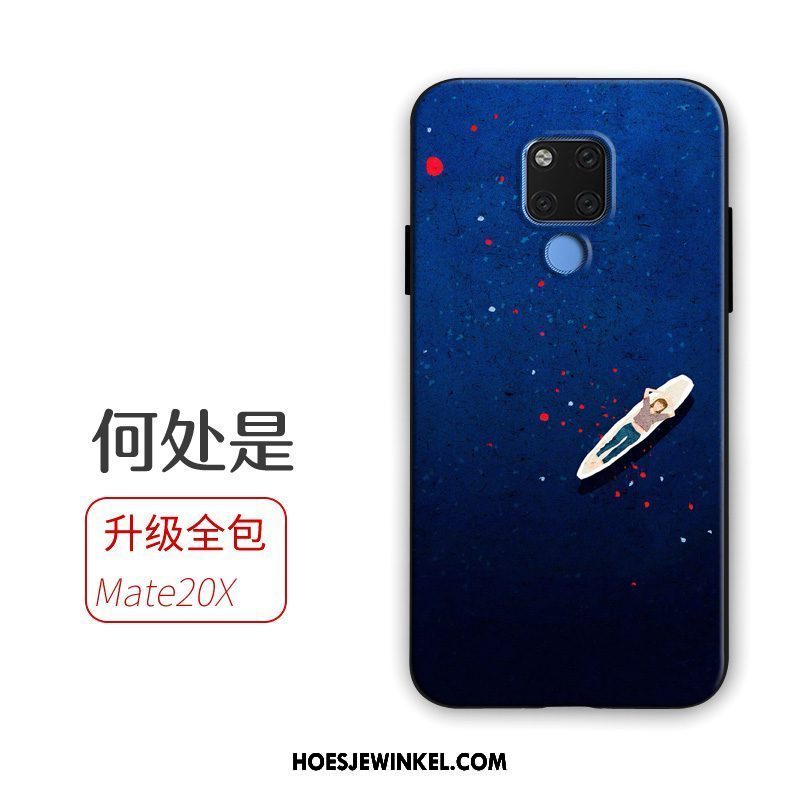 Huawei Mate 20 X Hoesje Zacht Spotprent Geel, Huawei Mate 20 X Hoesje Hoes Mobiele Telefoon