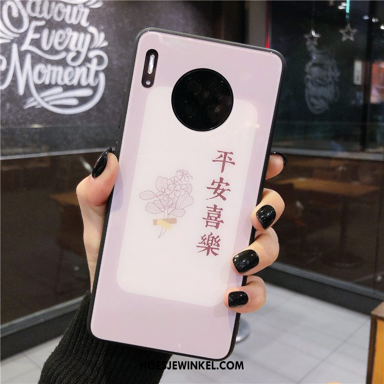 Huawei Mate 30 Hoesje Chinese Stijl Glas Siliconen, Huawei Mate 30 Hoesje All Inclusive Groen