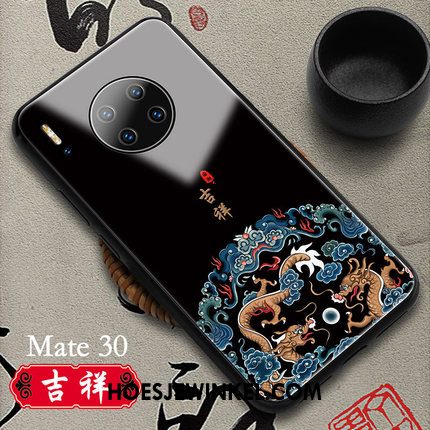 Huawei Mate 30 Hoesje Glas Mobiele Telefoon Wit, Huawei Mate 30 Hoesje Echte Chinese Stijl