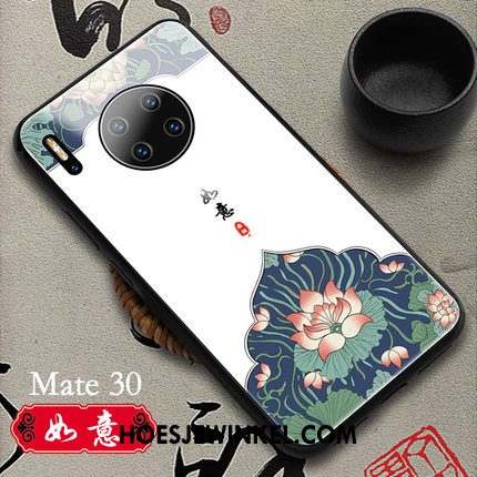 Huawei Mate 30 Hoesje Glas Mobiele Telefoon Wit, Huawei Mate 30 Hoesje Echte Chinese Stijl