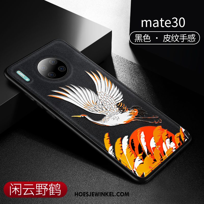 Huawei Mate 30 Hoesje Leer Lichte En Dun Kraan, Huawei Mate 30 Hoesje Chinese Stijl Accessoires