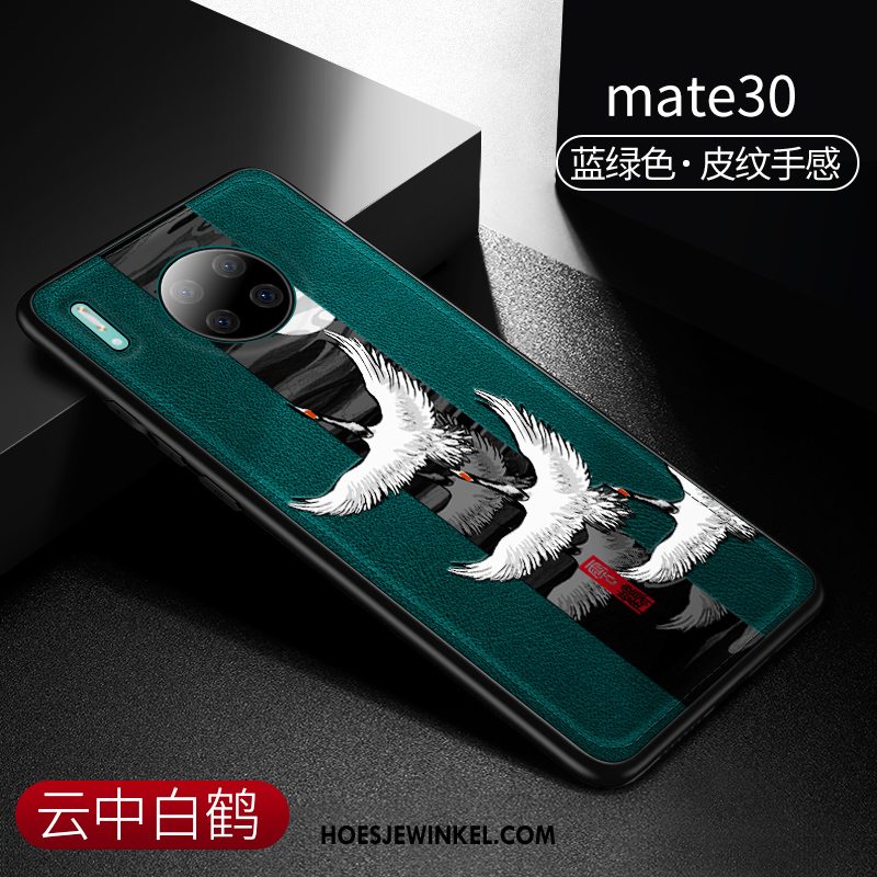 Huawei Mate 30 Hoesje Leer Lichte En Dun Kraan, Huawei Mate 30 Hoesje Chinese Stijl Accessoires