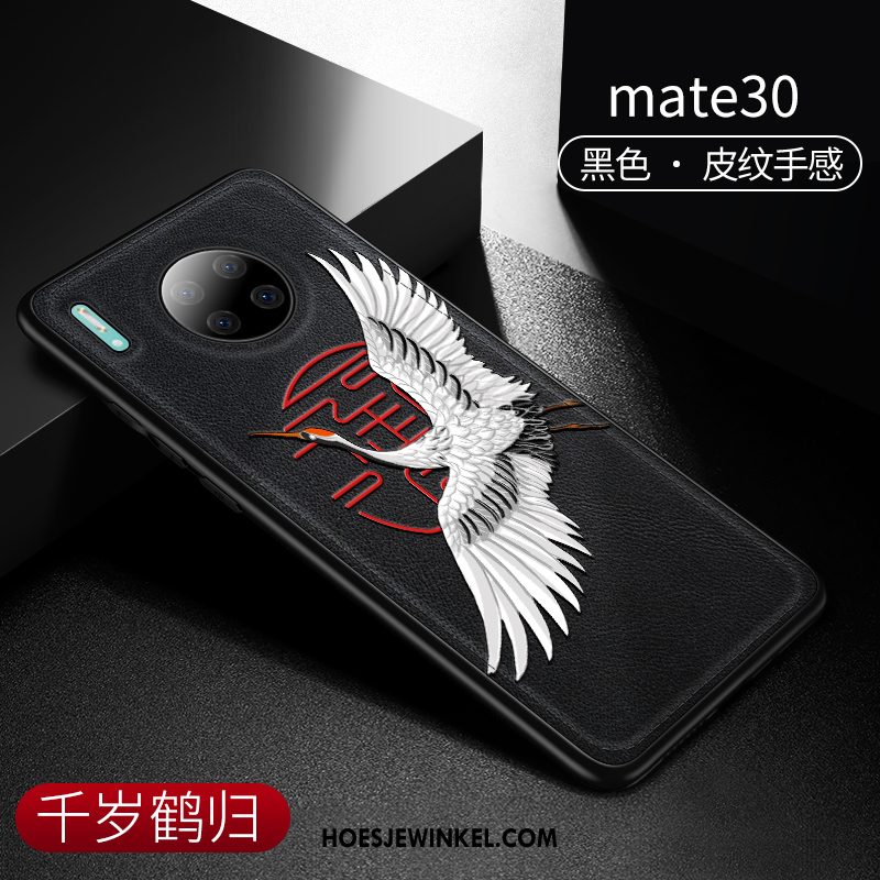 Huawei Mate 30 Hoesje Leer Lichte En Dun Kraan, Huawei Mate 30 Hoesje Chinese Stijl Accessoires