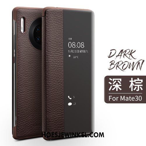 Huawei Mate 30 Hoesje Mobiele Telefoon Anti-fall Bescherming, Huawei Mate 30 Hoesje Hoes Folio Braun