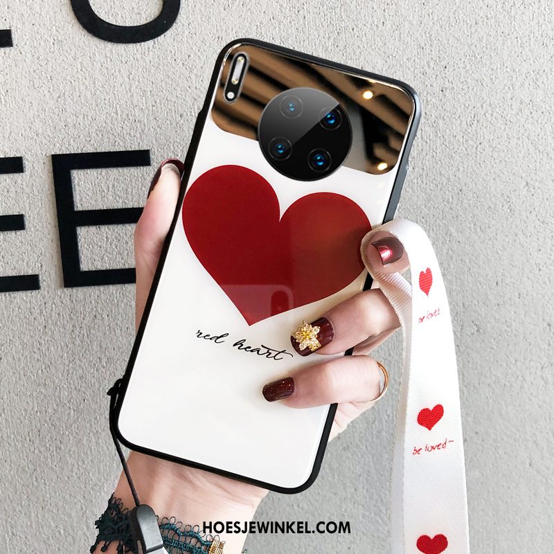 Huawei Mate 30 Hoesje Mobiele Telefoon Hart Trendy Merk, Huawei Mate 30 Hoesje Rood Spiegel