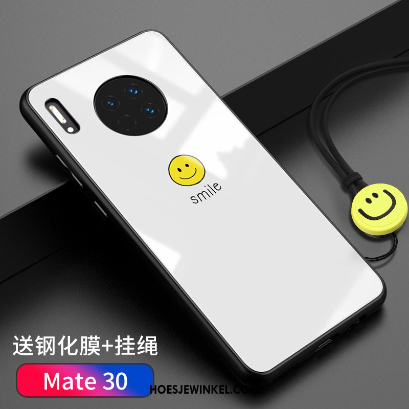 Huawei Mate 30 Hoesje Persoonlijk Scheppend Anti-fall, Huawei Mate 30 Hoesje Gehard Glas Wit