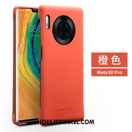 Huawei Mate 30 Pro Hoesje Mobiele Telefoon Eenvoudige Leren Etui, Huawei Mate 30 Pro Hoesje Mode Echt Leer