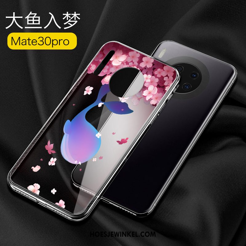 Huawei Mate 30 Pro Hoesje Mobiele Telefoon Siliconen Net Red, Huawei Mate 30 Pro Hoesje Roze Glas