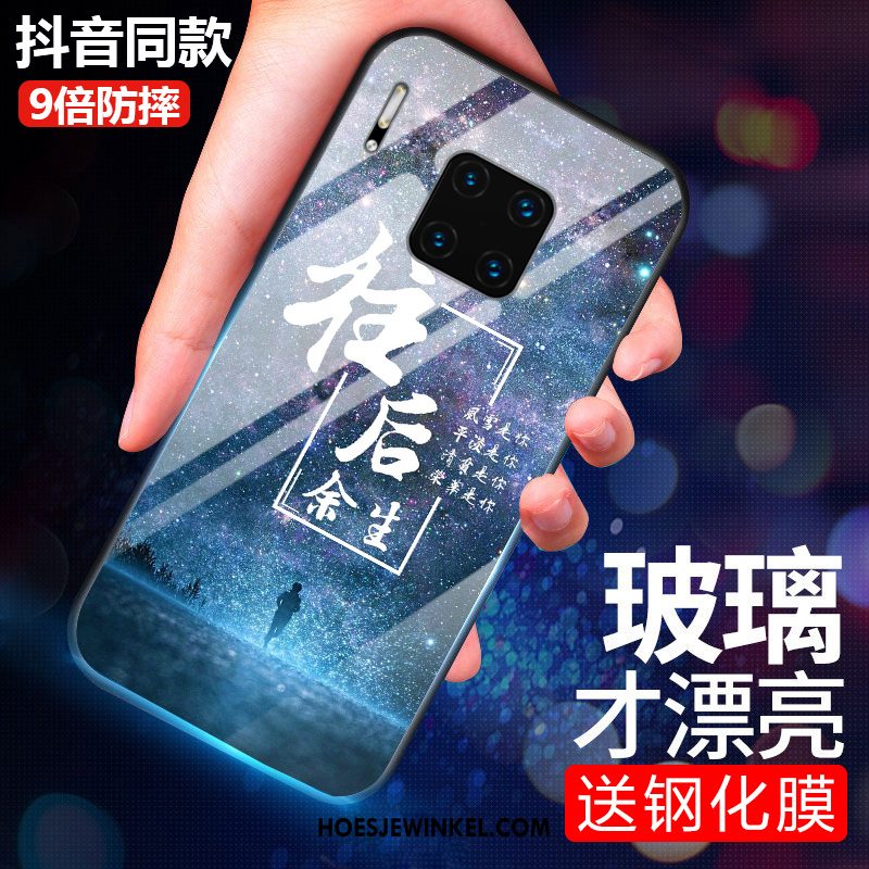 Huawei Mate 30 Rs Hoesje Bescherming Trend Glas, Huawei Mate 30 Rs Hoesje Hoes Blauw