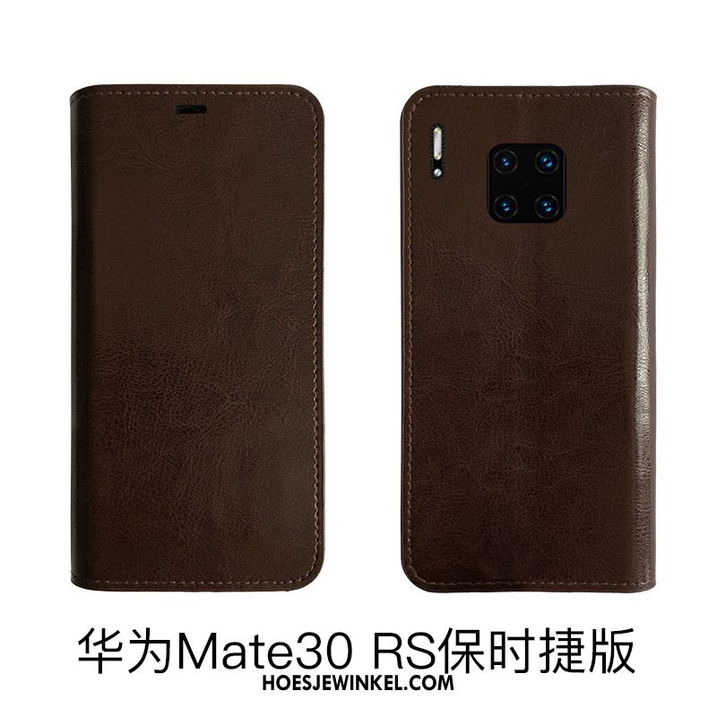 Huawei Mate 30 Rs Hoesje Leren Etui Echt Leer All Inclusive, Huawei Mate 30 Rs Hoesje Bescherming Mobiele Telefoon Braun