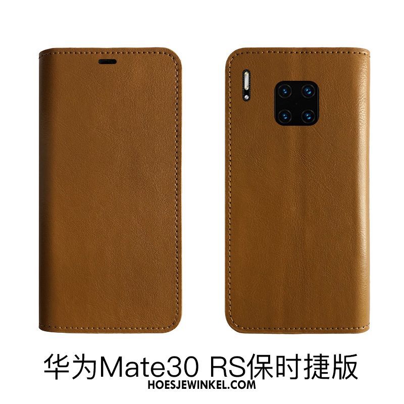 Huawei Mate 30 Rs Hoesje Leren Etui Echt Leer All Inclusive, Huawei Mate 30 Rs Hoesje Bescherming Mobiele Telefoon Braun