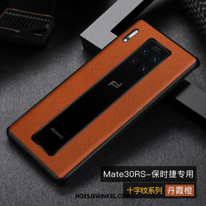 Huawei Mate 30 Rs Hoesje Ontwerp Lederen Leer, Huawei Mate 30 Rs Hoesje Herringbone Echt Leer