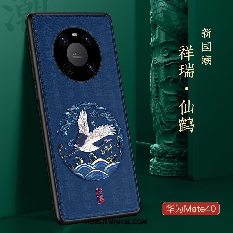 Huawei Mate 40 Hoesje Siliconen Bescherming Trendy Merk, Huawei Mate 40 Hoesje Dun Blauw