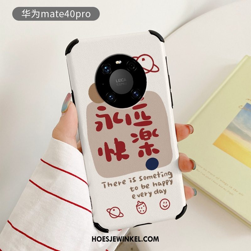 Huawei Mate 40 Pro Hoesje Anti-fall Zijde Patroon, Huawei Mate 40 Pro Hoesje Dun Wit