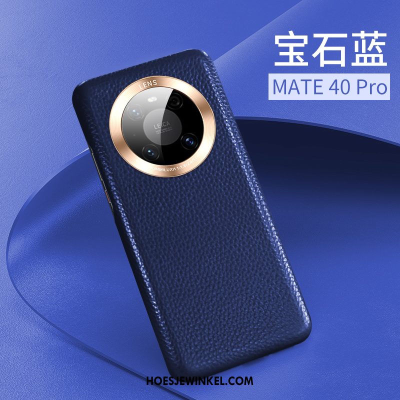 Huawei Mate 40 Pro Hoesje Leren Etui Leer Rood, Huawei Mate 40 Pro Hoesje Mobiele Telefoon Echt Leer