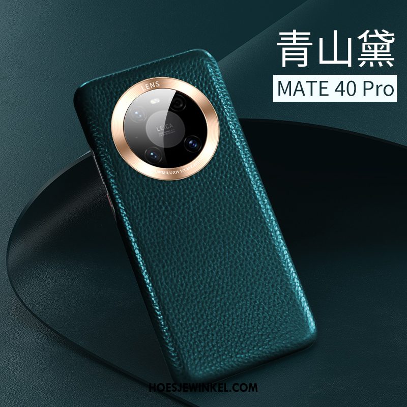 Huawei Mate 40 Pro Hoesje Leren Etui Leer Rood, Huawei Mate 40 Pro Hoesje Mobiele Telefoon Echt Leer