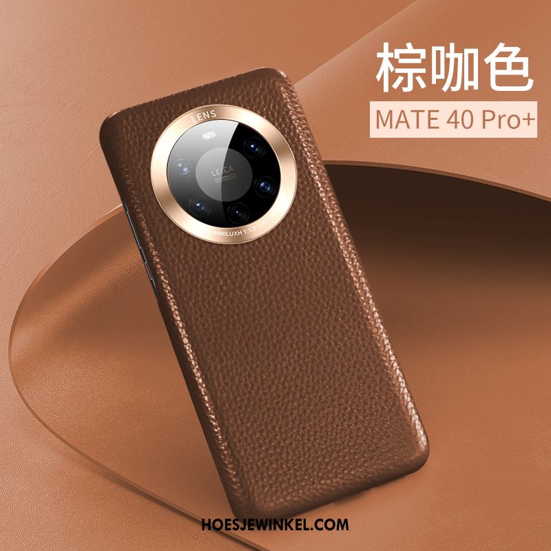 Huawei Mate 40 Pro+ Hoesje Mobiele Telefoon Nieuw Leren Etui, Huawei Mate 40 Pro+ Hoesje High End Bescherming Braun