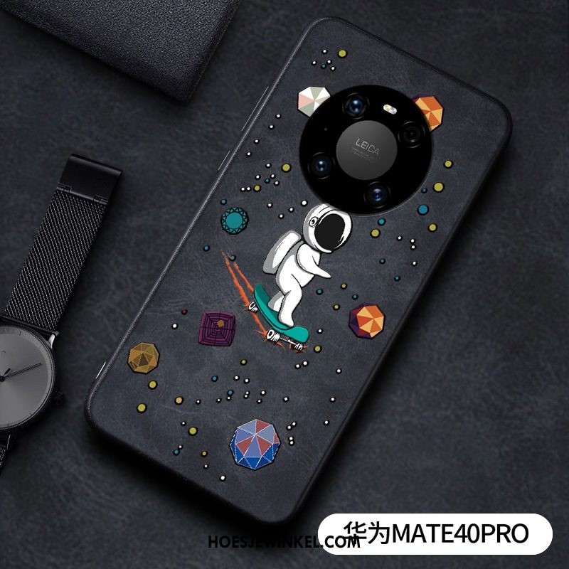 Huawei Mate 40 Pro Hoesje Mobiele Telefoon Zwart Kunst, Huawei Mate 40 Pro Hoesje Reliëf Mode