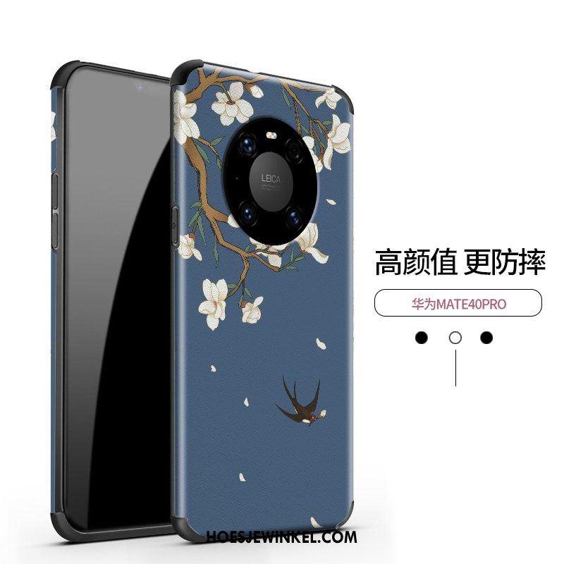 Huawei Mate 40 Pro Hoesje Persoonlijk Anti-fall Net Red, Huawei Mate 40 Pro Hoesje Reliëf Chinese Stijl