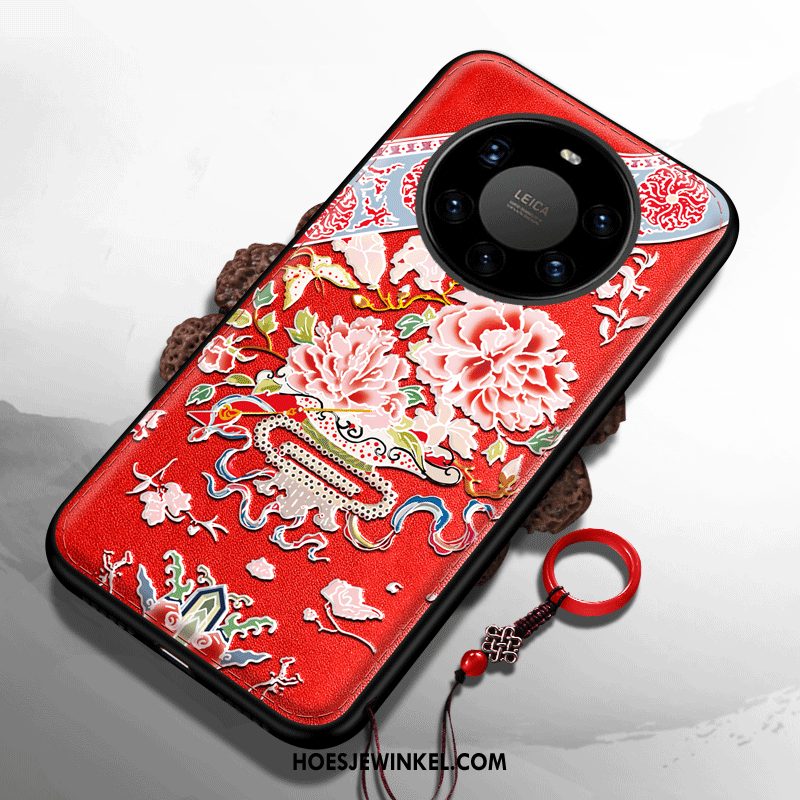 Huawei Mate 40 Pro+ Hoesje Reliëf Net Red Trend, Huawei Mate 40 Pro+ Hoesje Mobiele Telefoon Wind