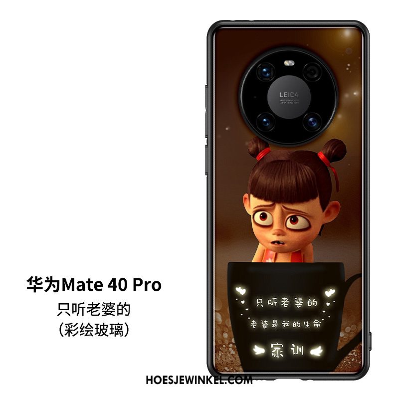 Huawei Mate 40 Pro Hoesje Spotprent Chinese Stijl Persoonlijk, Huawei Mate 40 Pro Hoesje Trendy Merk Glas