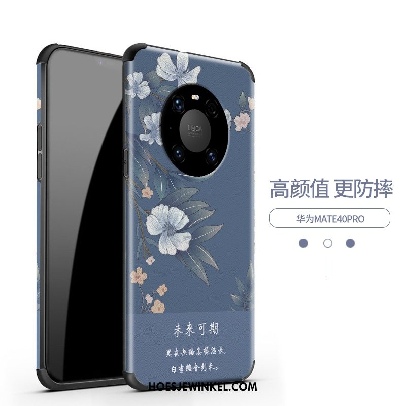 Huawei Mate 40 Pro Hoesje Zijde Reliëf Siliconen, Huawei Mate 40 Pro Hoesje Hoes Anti-fall
