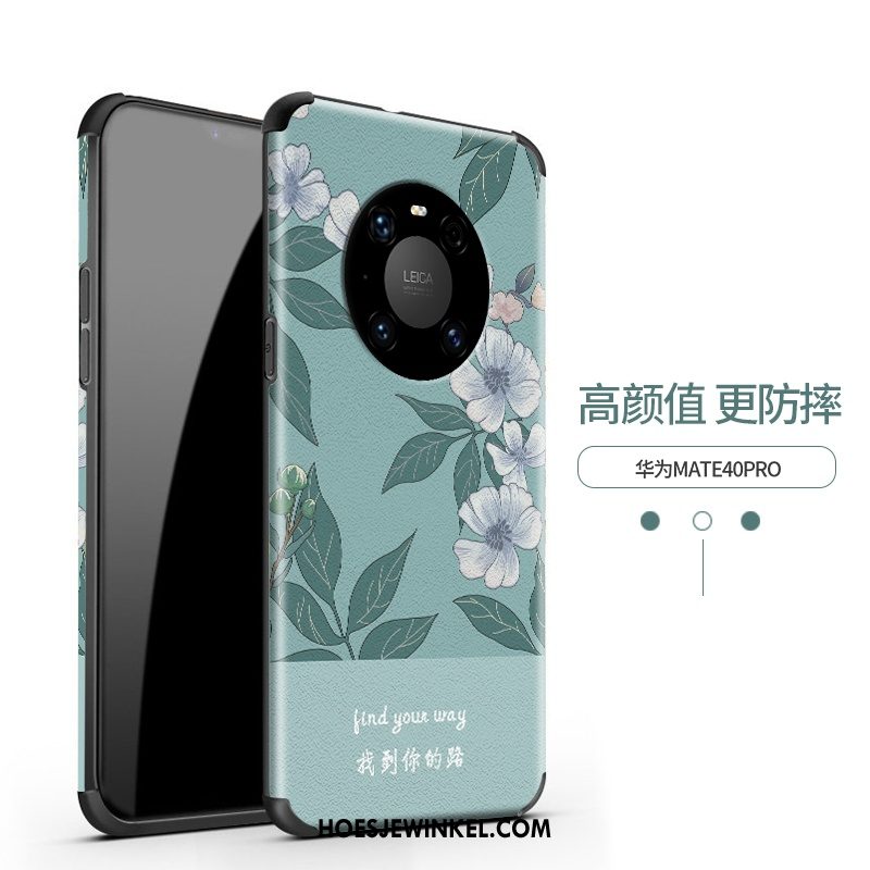 Huawei Mate 40 Pro Hoesje Zijde Reliëf Siliconen, Huawei Mate 40 Pro Hoesje Hoes Anti-fall