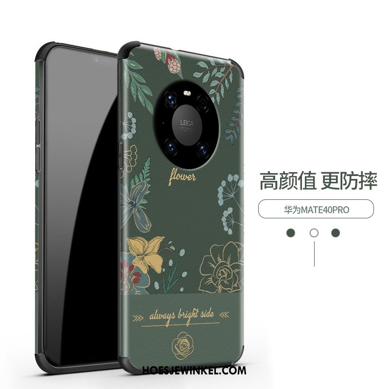 Huawei Mate 40 Pro Hoesje Zijde Reliëf Siliconen, Huawei Mate 40 Pro Hoesje Hoes Anti-fall