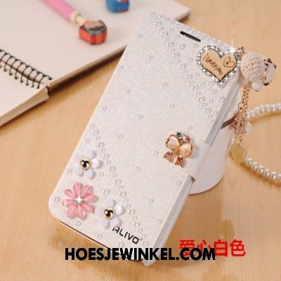 Huawei Mate 8 Hoesje Clamshell Met Strass Hoes, Huawei Mate 8 Hoesje Bescherming Leren Etui