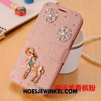 Huawei Mate 8 Hoesje Clamshell Met Strass Hoes, Huawei Mate 8 Hoesje Bescherming Leren Etui