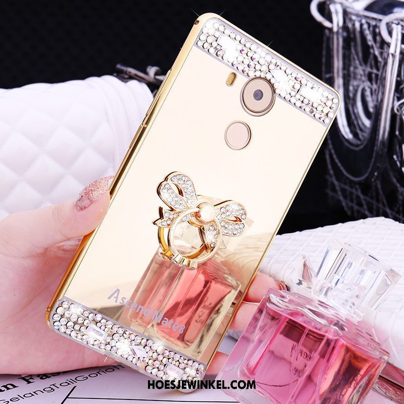 Huawei Mate 8 Hoesje Met Strass Metaal Roze, Huawei Mate 8 Hoesje Mobiele Telefoon Omlijsting