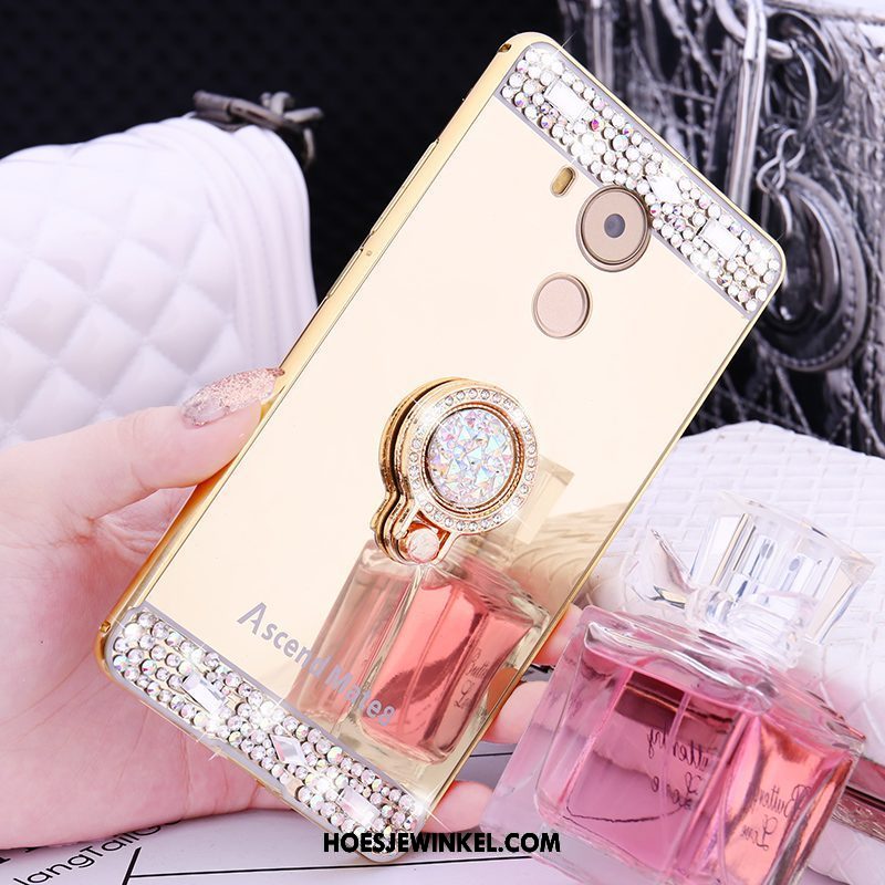 Huawei Mate 8 Hoesje Met Strass Metaal Roze, Huawei Mate 8 Hoesje Mobiele Telefoon Omlijsting