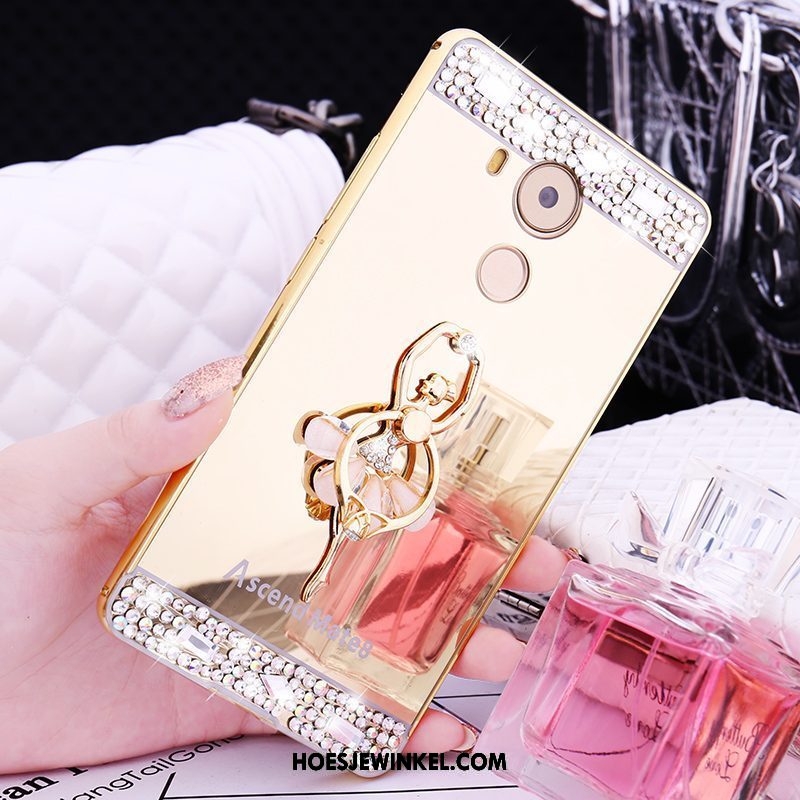 Huawei Mate 8 Hoesje Met Strass Metaal Roze, Huawei Mate 8 Hoesje Mobiele Telefoon Omlijsting