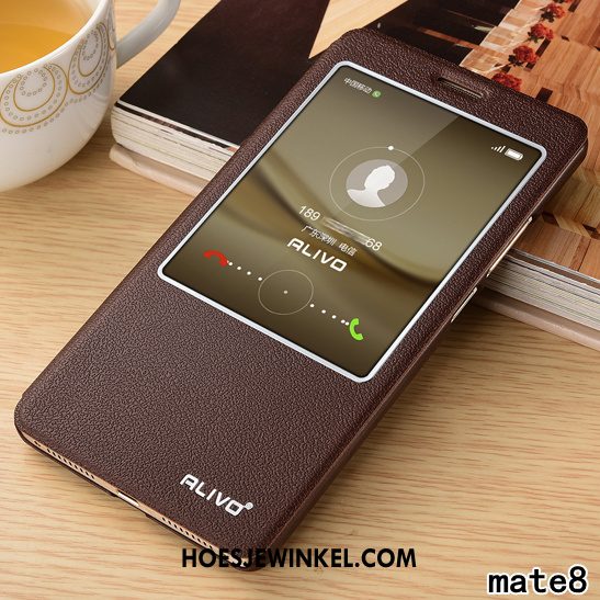 Huawei Mate 8 Hoesje Rood Anti-fall Winterslaap, Huawei Mate 8 Hoesje Wakker Worden Hoes