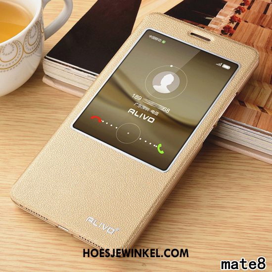 Huawei Mate 8 Hoesje Rood Anti-fall Winterslaap, Huawei Mate 8 Hoesje Wakker Worden Hoes