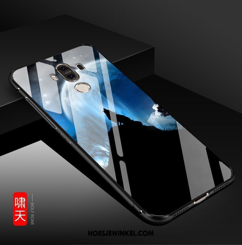 Huawei Mate 9 Hoesje Blauw Mobiele Telefoon Achterklep, Huawei Mate 9 Hoesje Glas Anti-fall