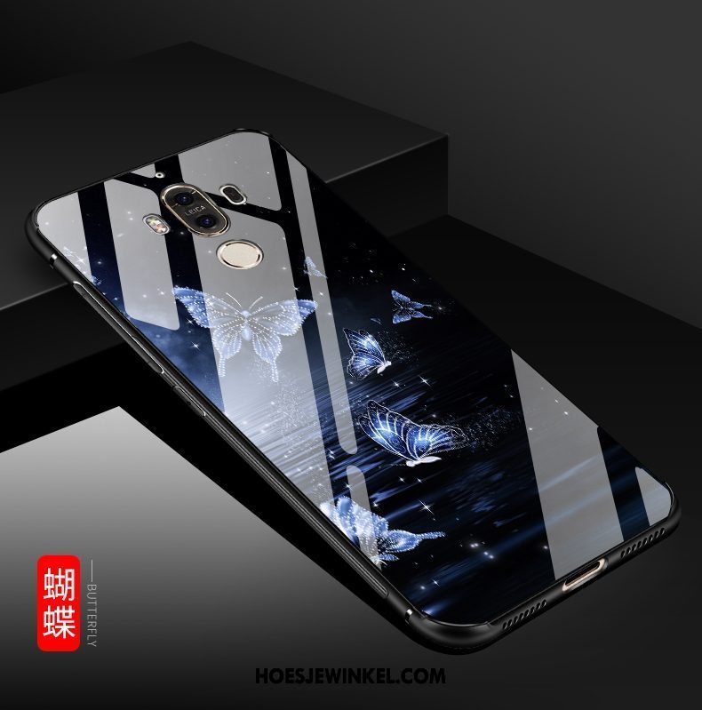 Huawei Mate 9 Hoesje Blauw Mobiele Telefoon Achterklep, Huawei Mate 9 Hoesje Glas Anti-fall