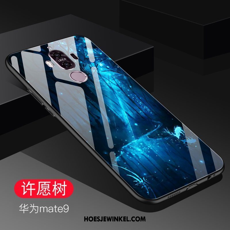 Huawei Mate 9 Hoesje Glas Mobiele Telefoon Blauw, Huawei Mate 9 Hoesje