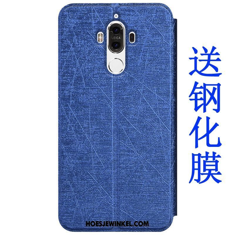 Huawei Mate 9 Hoesje Leren Etui Blauw Hoes, Huawei Mate 9 Hoesje Siliconen Bescherming