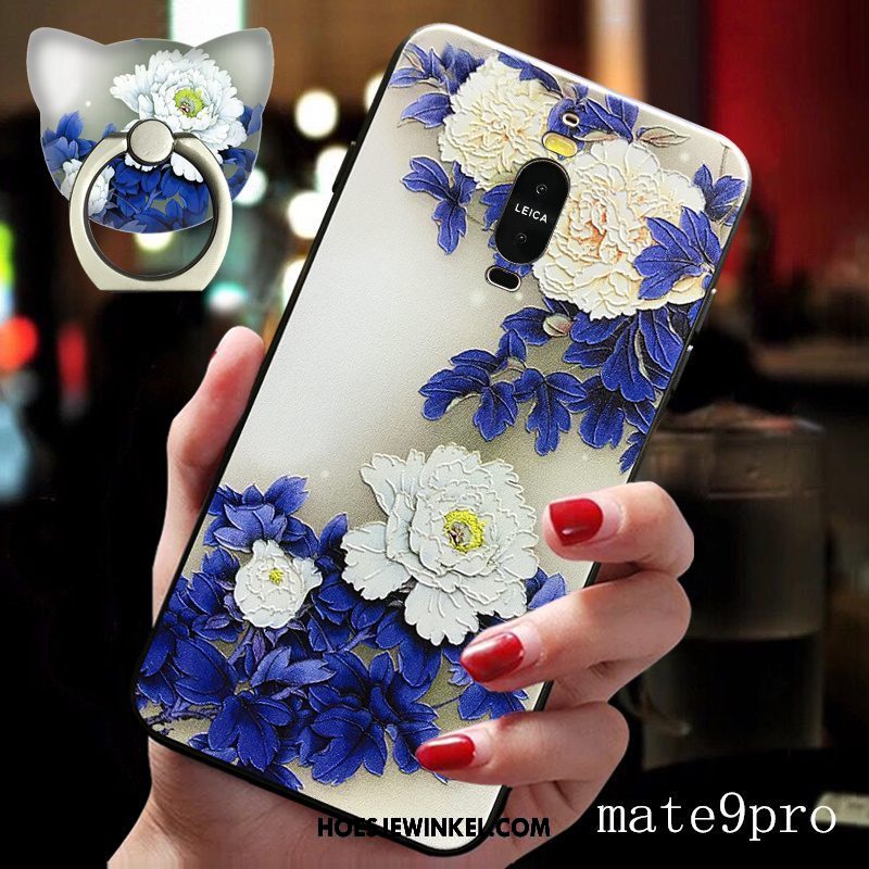 Huawei Mate 9 Pro Hoesje Chinese Stijl Ring Mobiele Telefoon, Huawei Mate 9 Pro Hoesje Siliconen Blauw